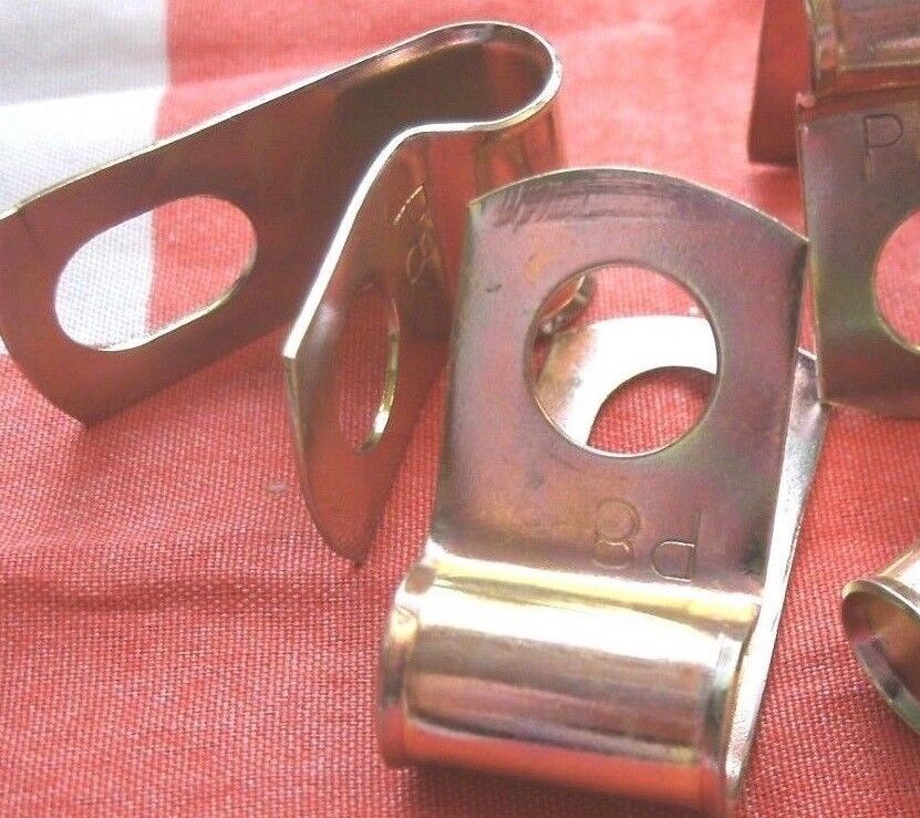 NEW PAIR Of 3/8" Bright Zinc Plated Steel P Clips Clamp Cable Fixing Wire