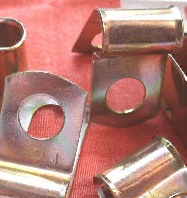 NEW PAIR Of 5/16" Bright Zinc Plated Steel P Clips Clamp Cable Fixing Wire