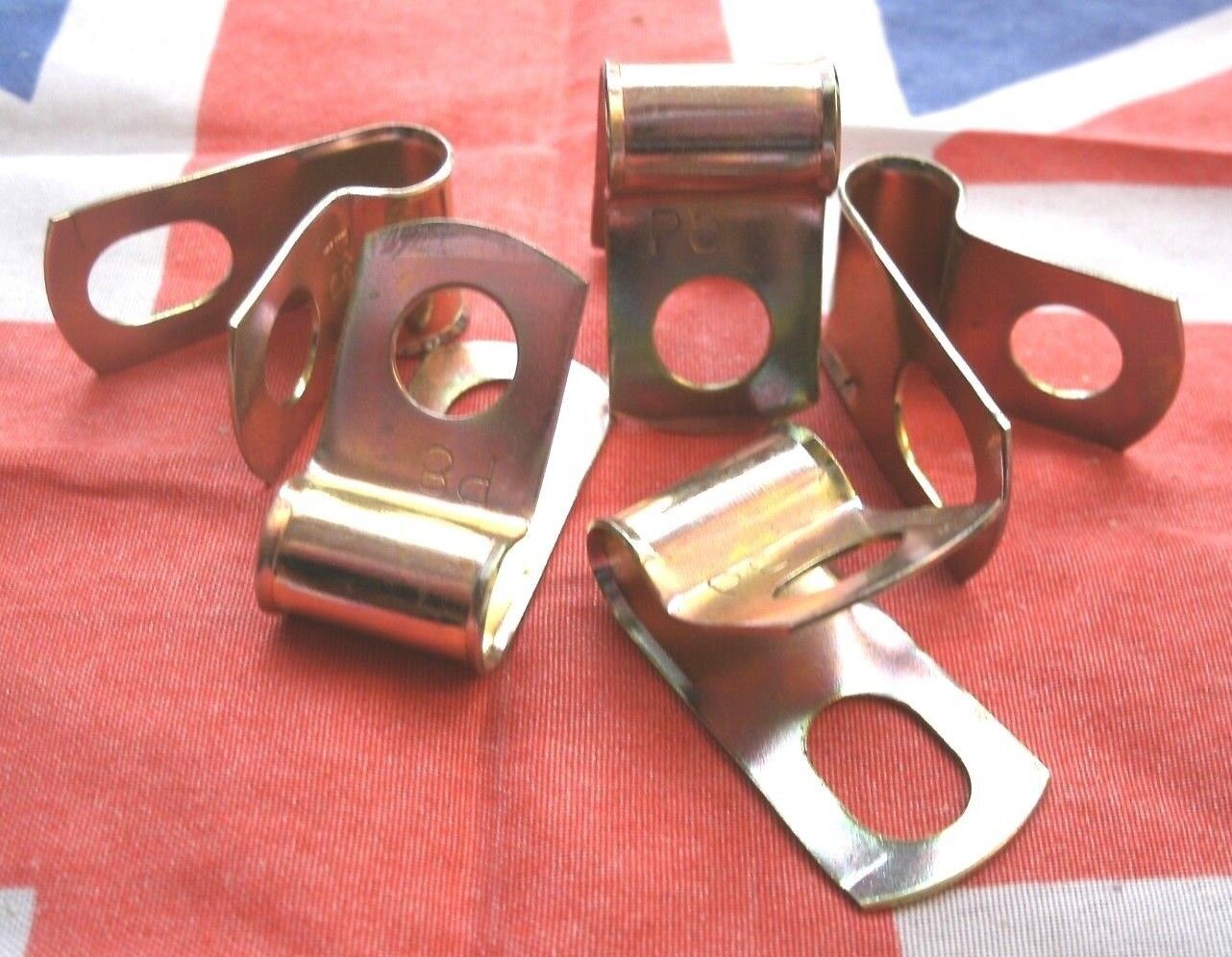 NEW Set Of 5 3/16 Bright Zinc Plated Steel P Clips Clamp Cable Fixing Wire