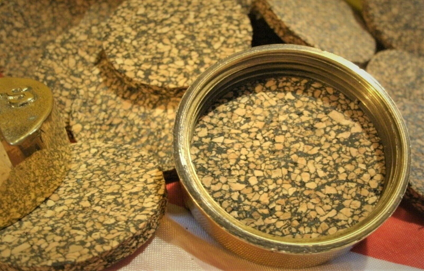 1 NEW 4 M THICK CORK SEAL FOR THE LIDS USED ON THE 2 GALLON VINTAGE PETROL CANS