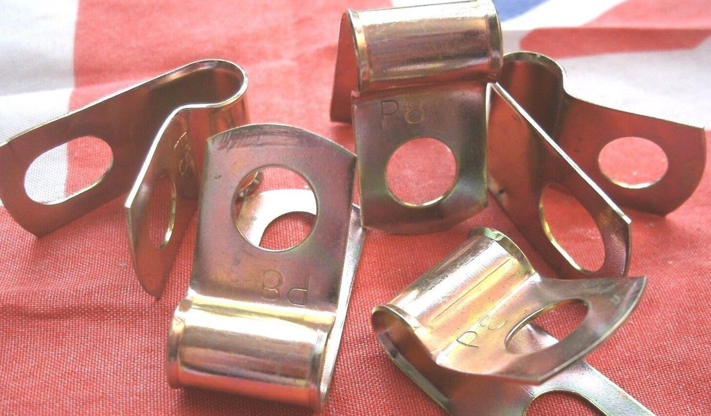 NEW Set Of 5 3/8 Bright Zinc Plated Steel P Clips Clamp Cable Fixing Wire