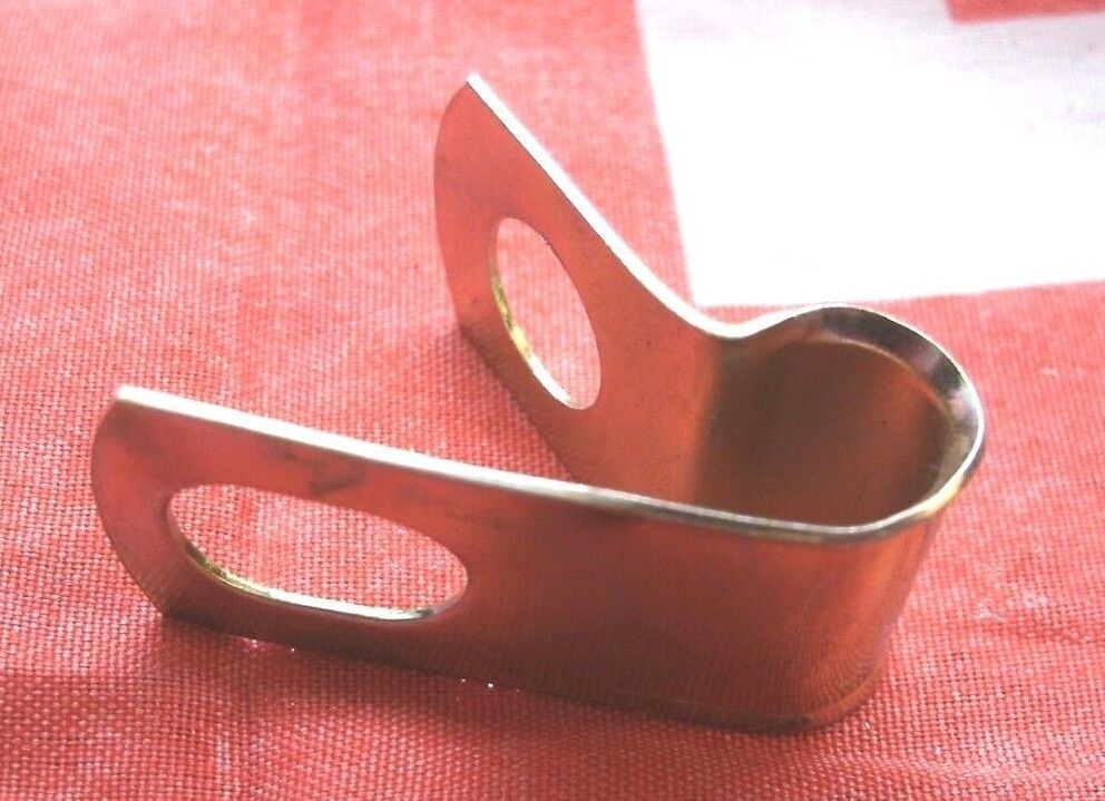 NEW PAIR Of 3/8" Bright Zinc Plated Steel P Clips Clamp Cable Fixing Wire