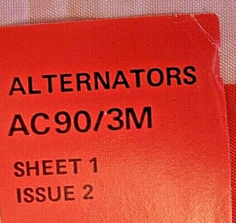 1 used CAV Alternator AC90/3M 2 Sides Pamphlet/Leaflet technica data Performance