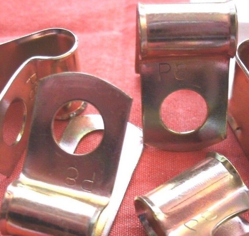 NEW PAIR Of 5/16" Bright Zinc Plated Steel P Clips Clamp Cable Fixing Wire