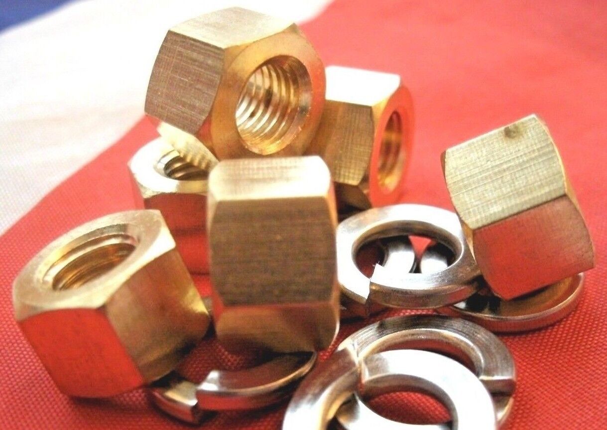 NEW ROVER P6B V8 1967 to 1977 SET OF 6 BRASS EXHAUST MANIFOLD NUT & WASHER KIT.