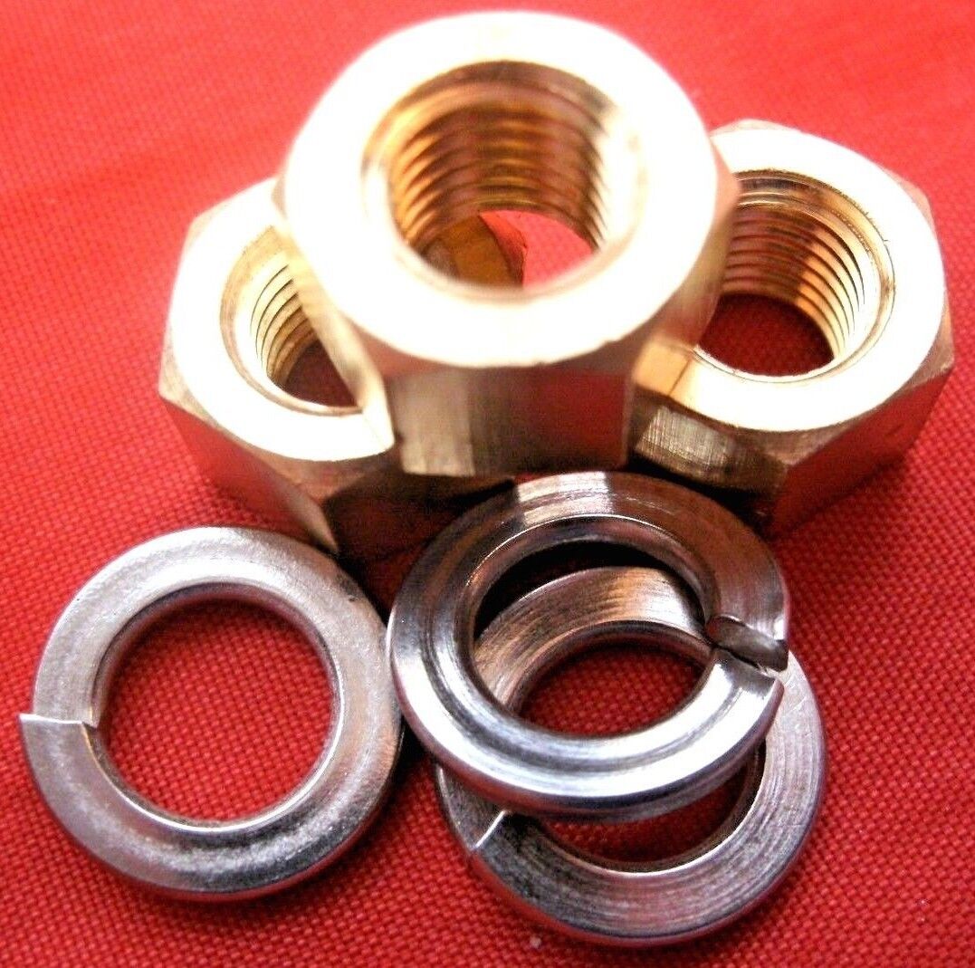NEW ROVER P6B V8 1967 to 1977 SET OF 6 BRASS EXHAUST MANIFOLD NUT & WASHER KIT.
