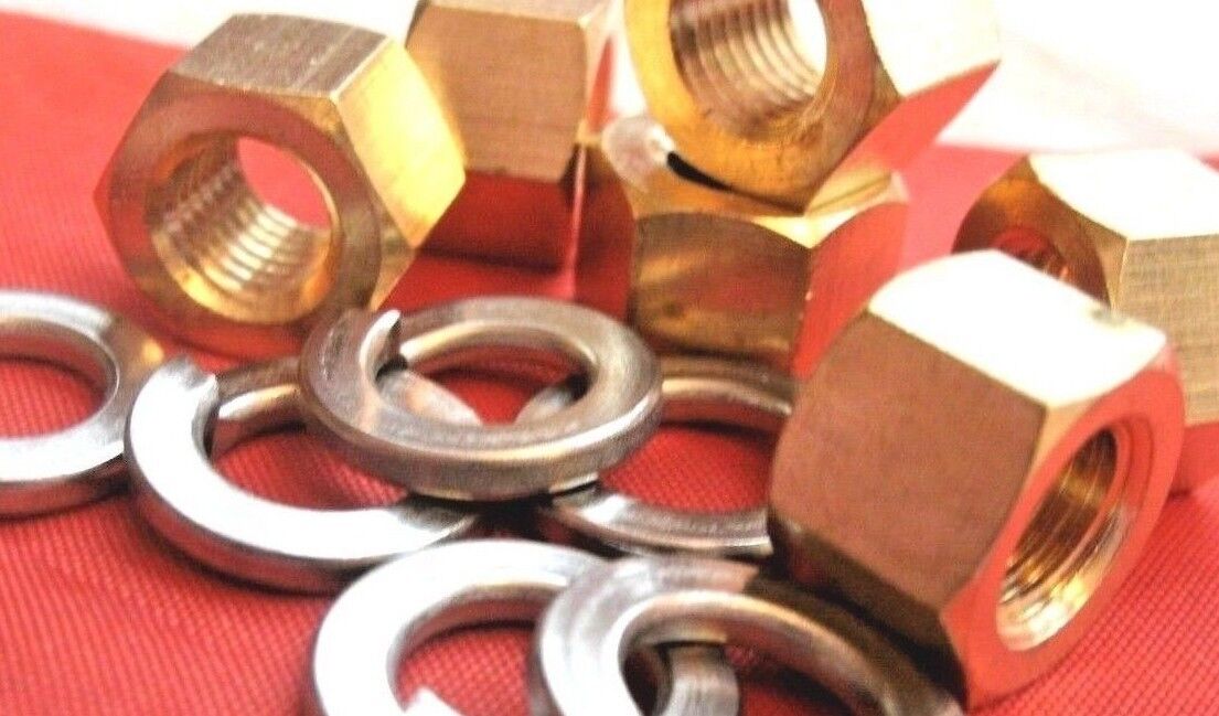 NEW ROVER P6B V8 1967 to 1977 SET OF 6 BRASS EXHAUST MANIFOLD NUT & WASHER KIT.