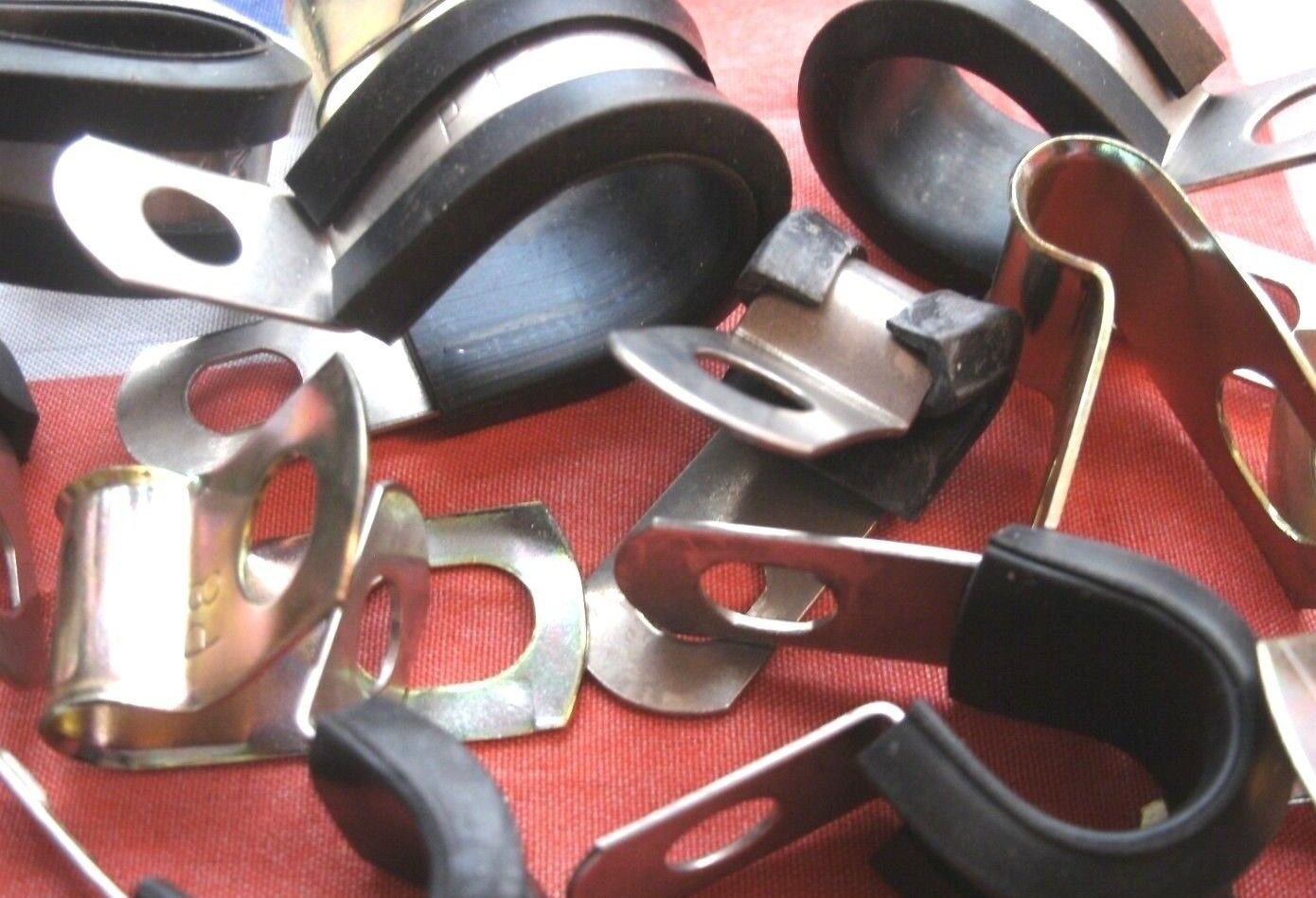 NEW PAIR Of 3/8" Bright Zinc Plated Steel P Clips Clamp Cable Fixing Wire