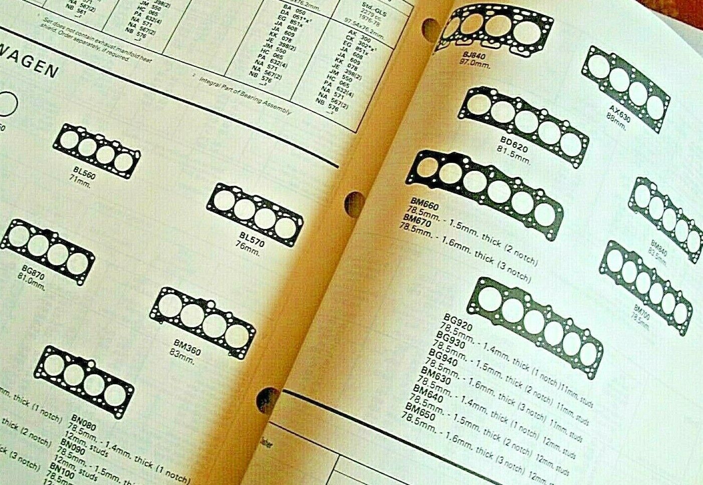 One Pre Owned Payen Gasket Catalogue Car & Commercial Part No / WP128 Date 1987