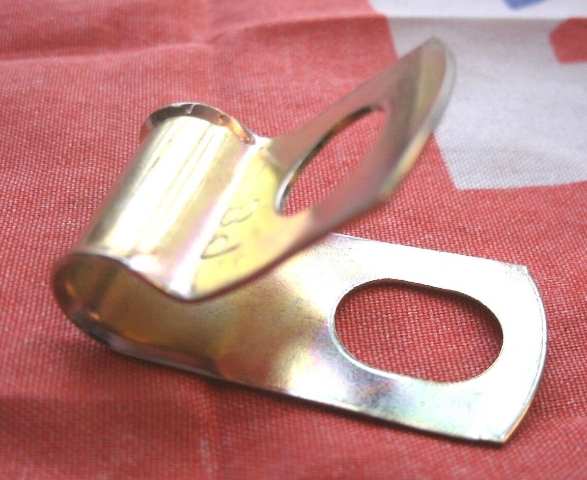 NEW PAIR Of 3/8" Bright Zinc Plated Steel P Clips Clamp Cable Fixing Wire