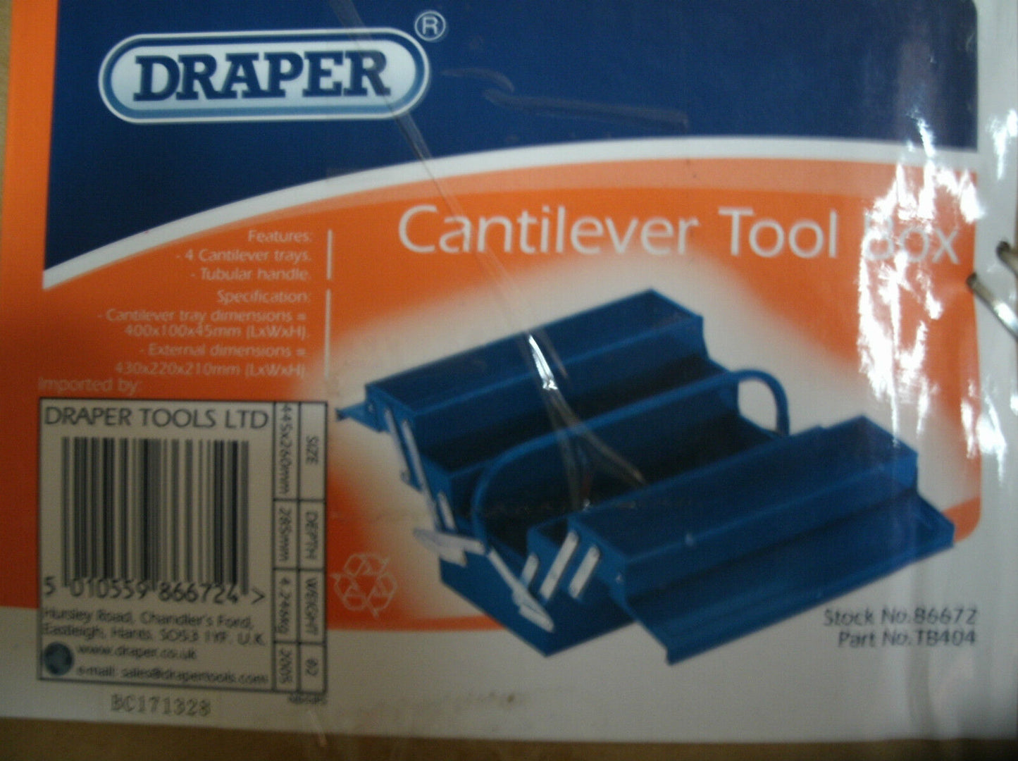 Draper cantilever toolbox 86672 4 opening trays brand new boxed never opened.