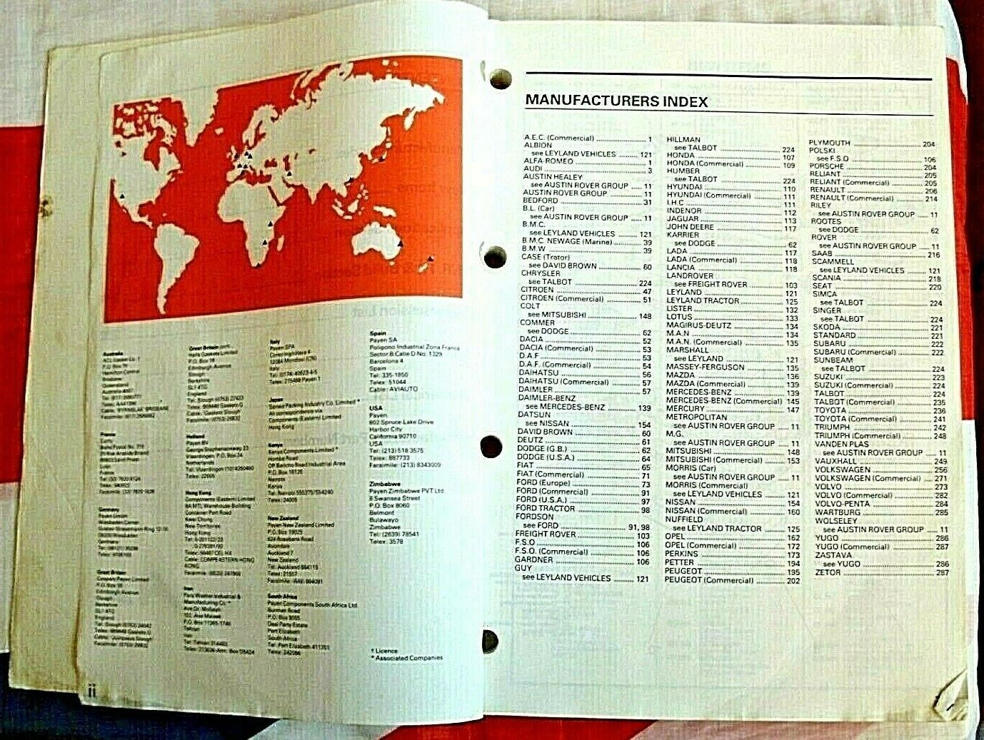 One Pre Owned Payen Gasket Catalogue Car & Commercial Part No / WP128 Date 1987