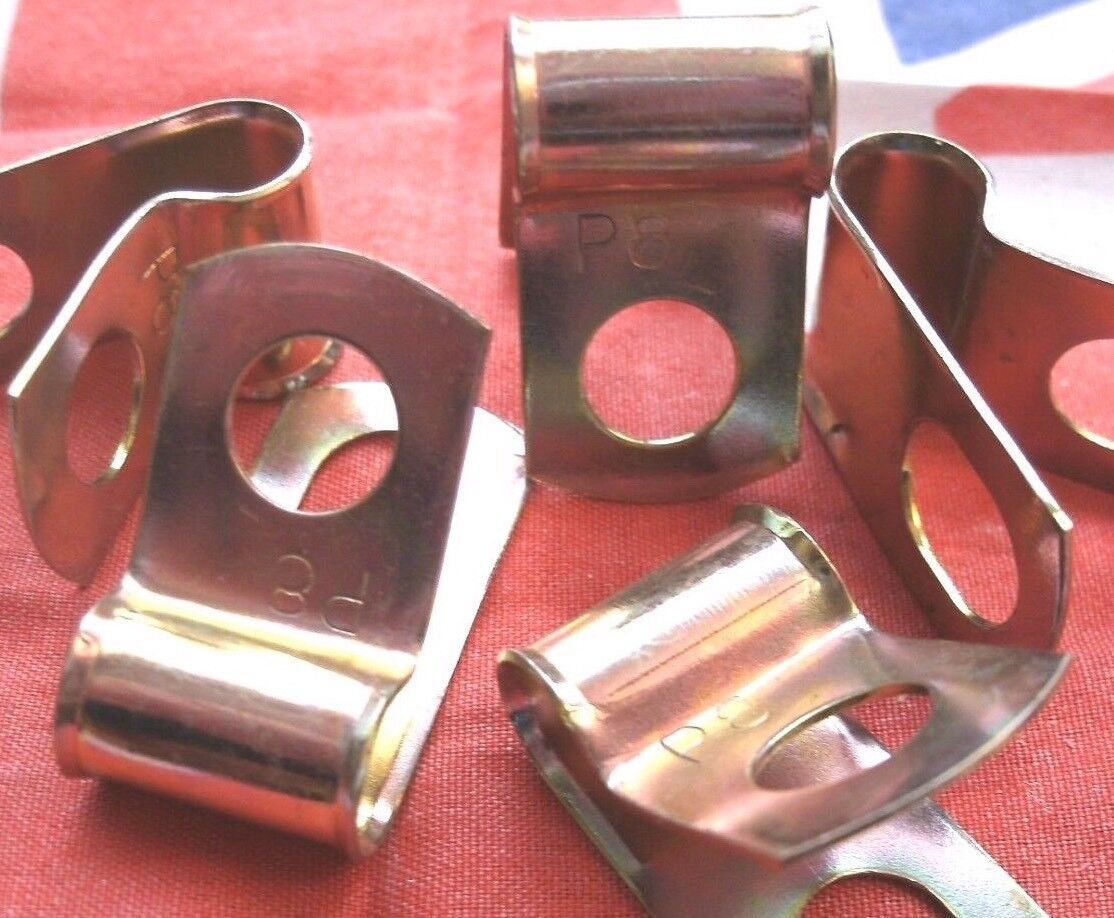 NEW PAIR Of 3/8" Bright Zinc Plated Steel P Clips Clamp Cable Fixing Wire