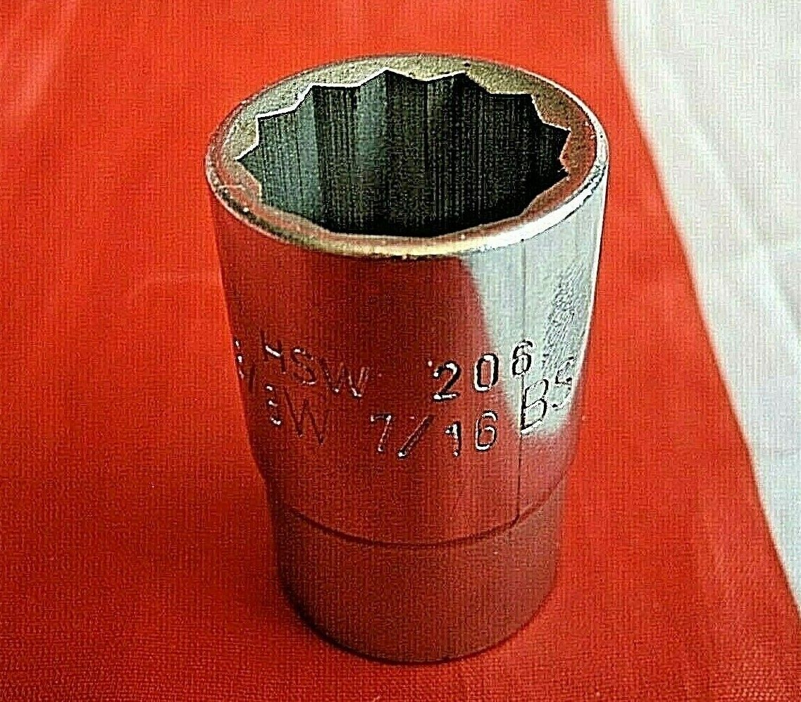 1 N O S 1/2 Drive HSW 206 King Dick Socket 7/16 BS-3/8 W Classic Vintage Vectren