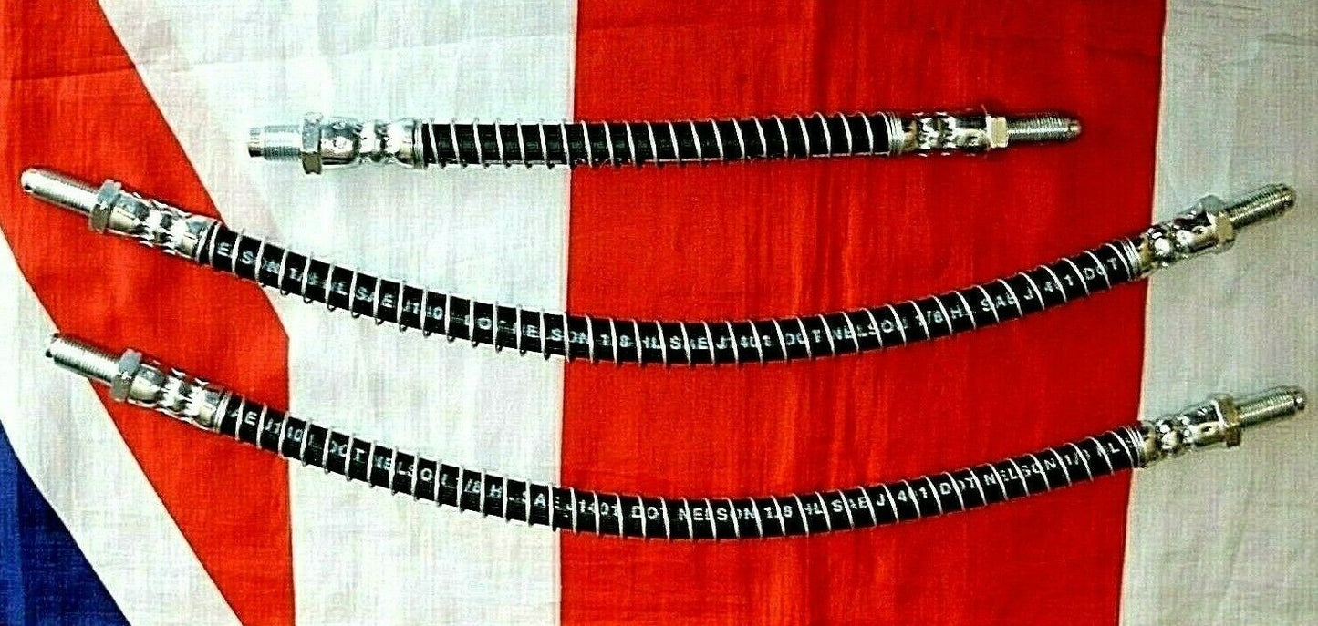 1 Set Of 3 New Aston Martin AMV8 Volante Vantage Armoured Brake Hoses 1968 on