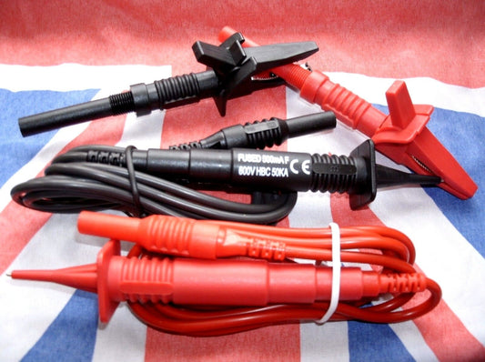 One New Set Of MARTL57 GS38 Martingale Fused Test Leads Straight Plug Crock Clip