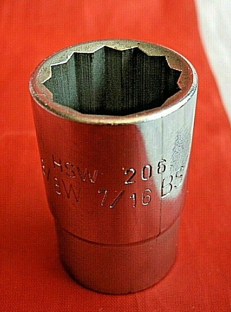 1 N O S 1/2 Drive HSW 206 King Dick Socket 7/16 BS-3/8 W Classic Vintage Vectren