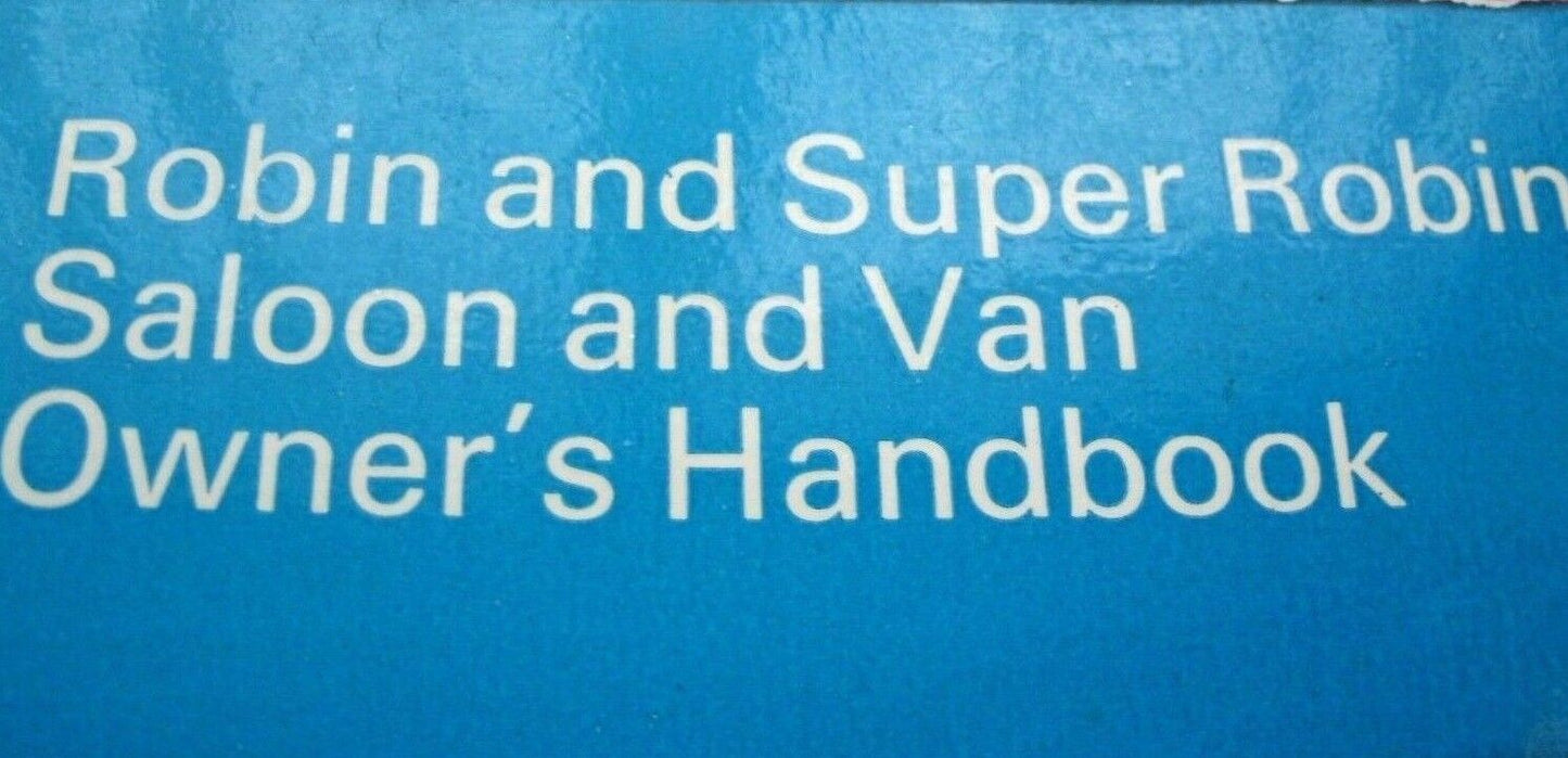 One Reliant Robin Owens Manual-Hand Book Dated 1973 Used But Very Clean