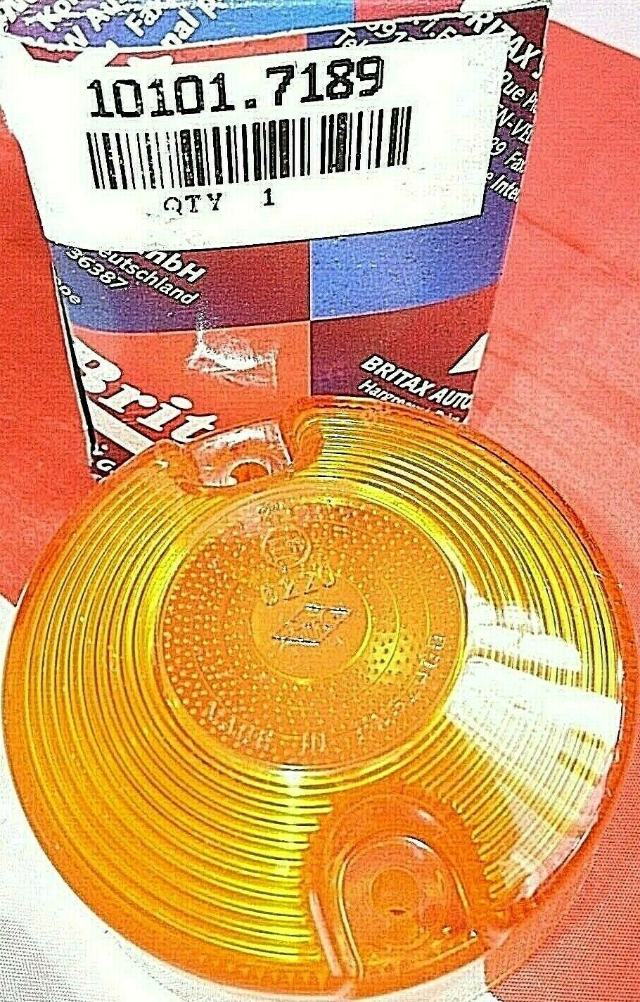 NOS One Britax Amber Light Lens 6220 Box 10101.7189 New Old Stock. 3"x 1,3/8"