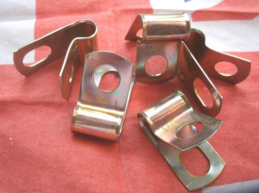 NEW Set Of 5 3/16 Bright Zinc Plated Steel P Clips Clamp Cable Fixing Wire