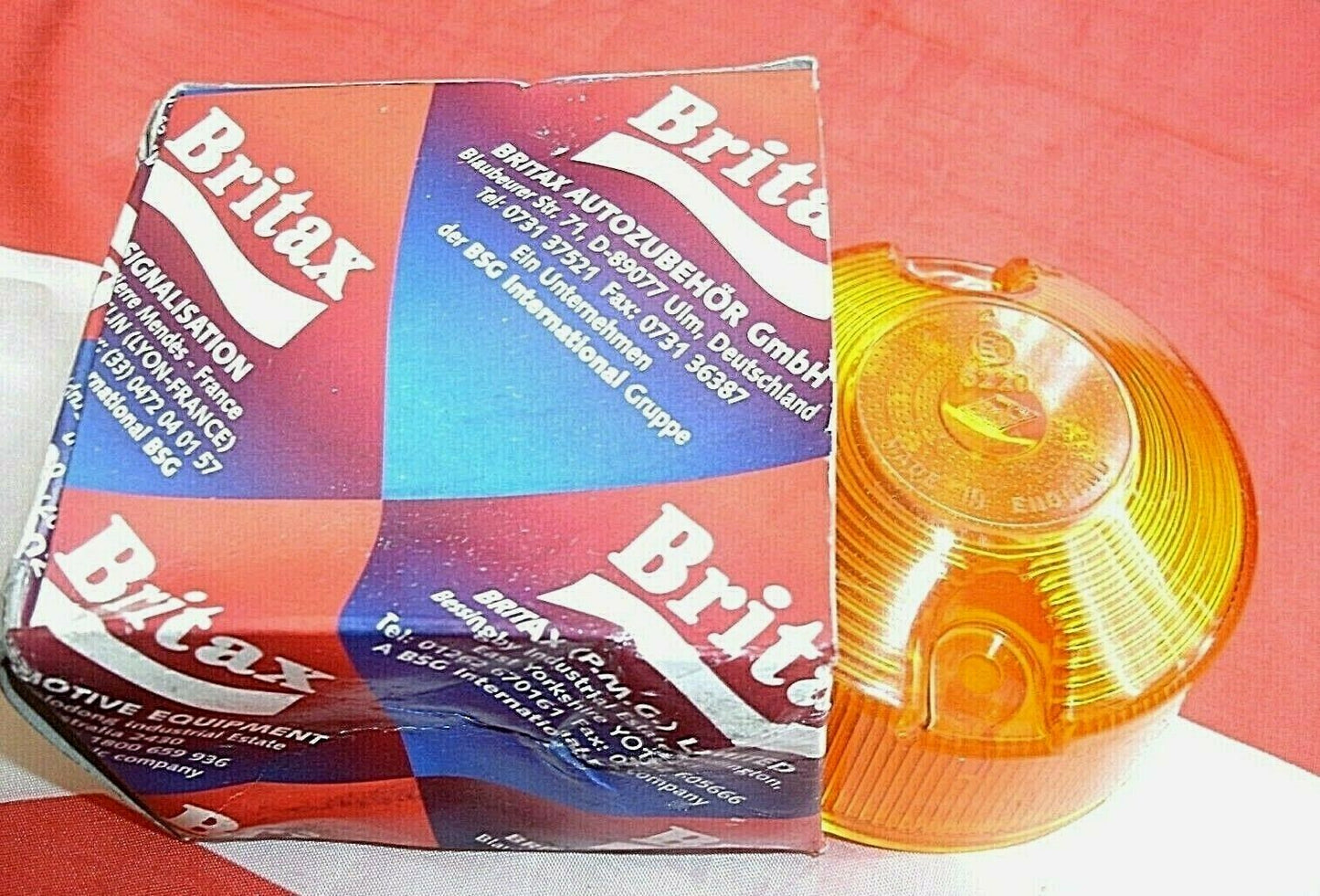 NOS One Britax Amber Light Lens 6220 Box 10101.7189 New Old Stock. 3"x 1,3/8"