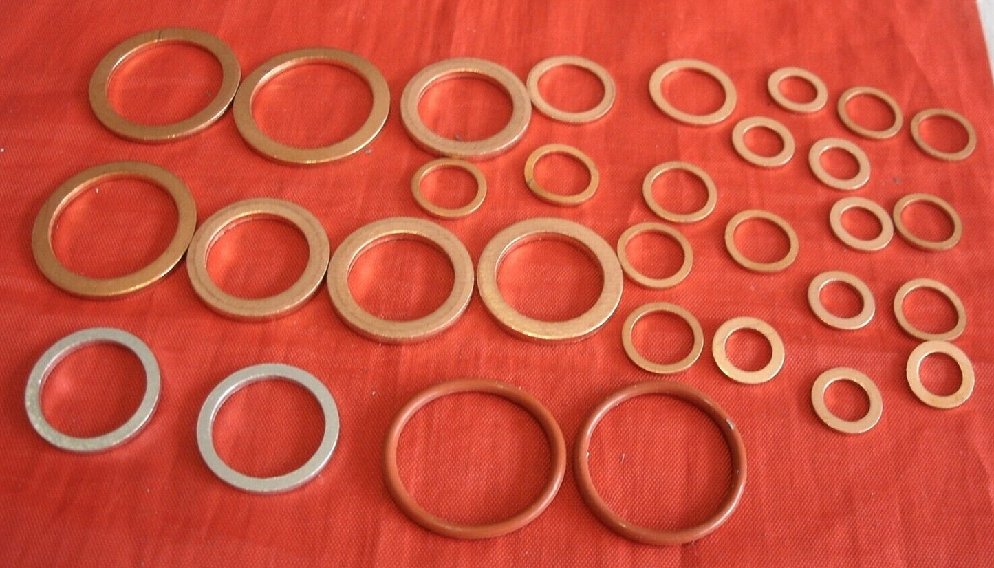 Set Of Sealing Washers Copper Rubber & Aluminum Land Rover VM Diesel 2.4 & 2.5