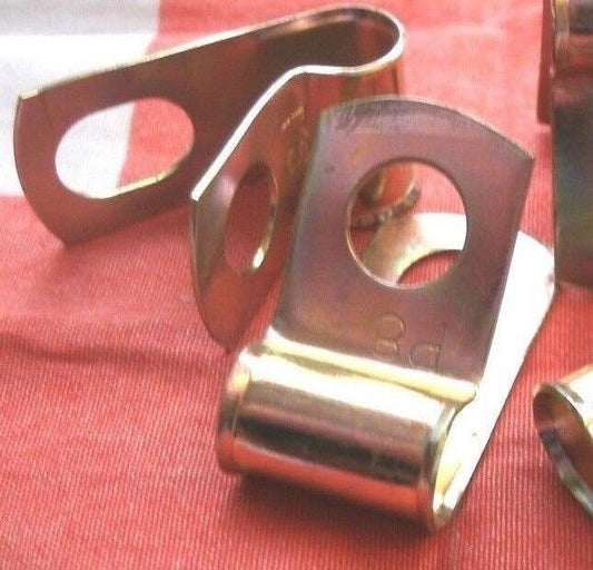 NEW PAIR Of 5/16" Bright Zinc Plated Steel P Clips Clamp Cable Fixing Wire