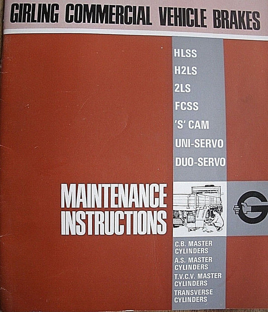 One Clean Used G218/3 Grilling Commercial Vehicle Brakes Instructions Booklet