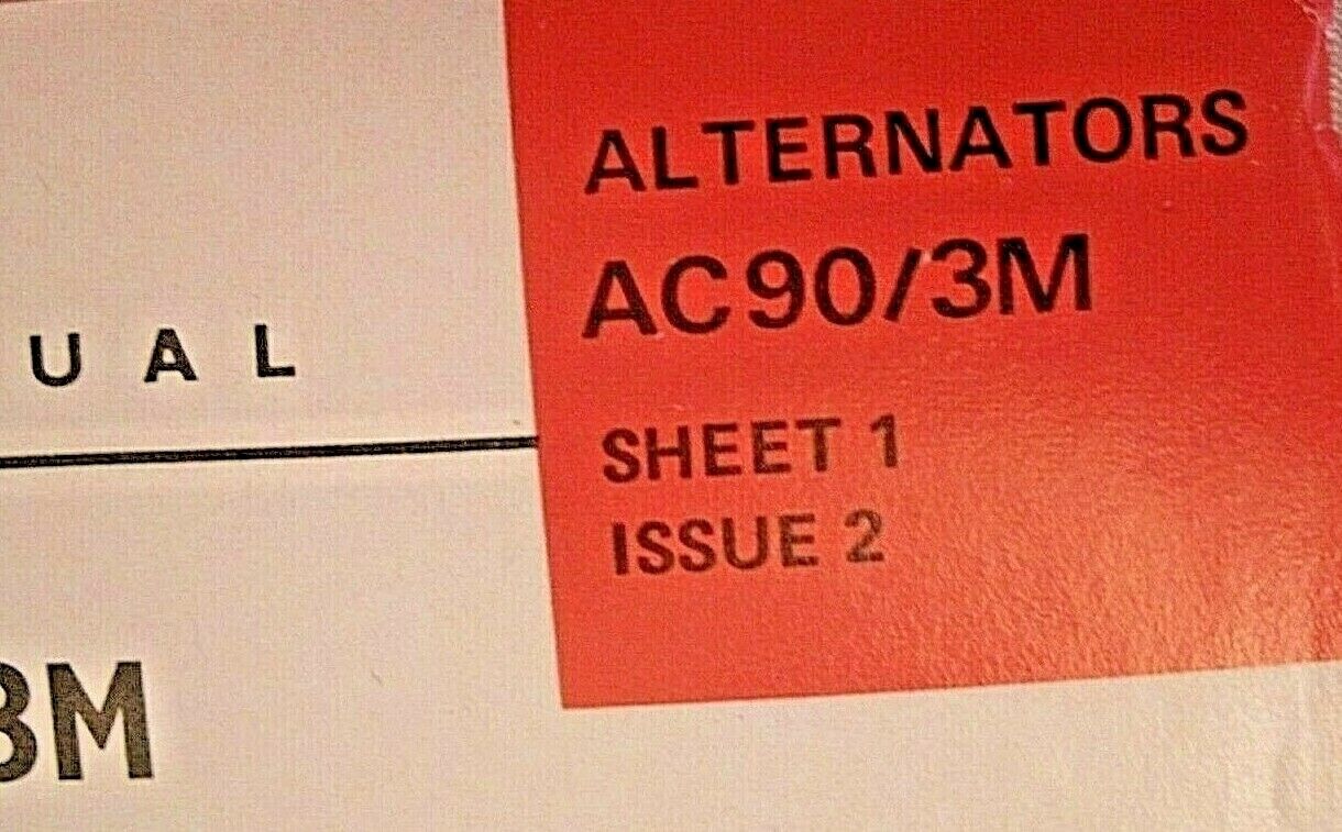 1 used CAV Alternator AC90/3M 2 Sides Pamphlet/Leaflet technica data Performance